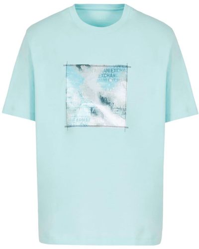 Armani Exchange T-Shirt mit Logo-Print - Blau