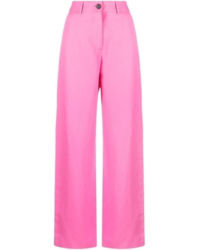 MSGM Pantalones anchos de talle alto - Rosa