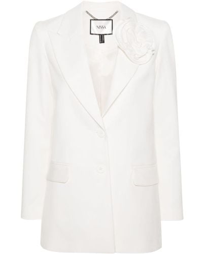 Nissa フローラル シングルジャケット - ホワイト