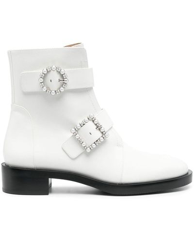 Stuart Weitzman Ryder Buckle-strap Ankle Boots - White