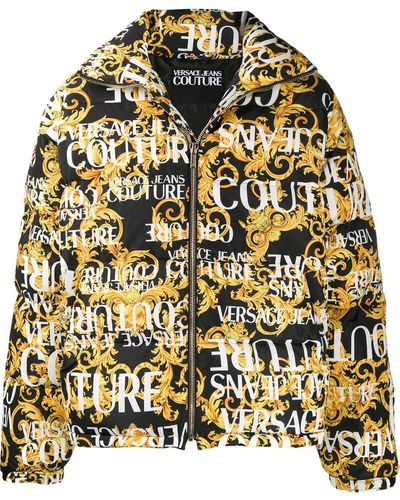 Versace Baroque Print Puffer Jacket - Yellow