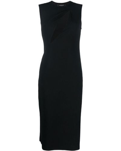 Versace Cut-out Sleeveless Midi Dress - Black