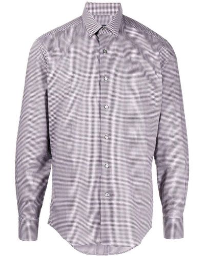 Lanvin Spread-collar Checked Cotton Shirt - Purple