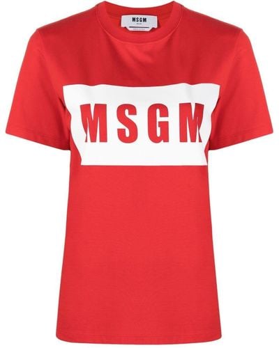 MSGM T-shirt Met Logoprint - Rood