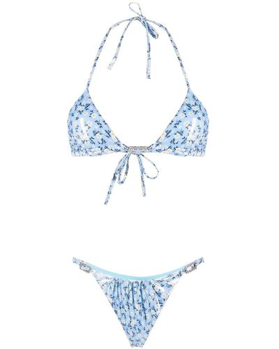 Alessandra Rich Bikini mit Margeriten-Print - Blau