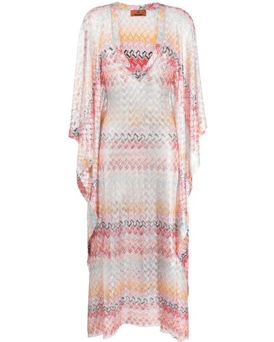 Missoni Zigzag Knitted Beach Dress - Pink