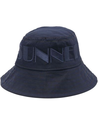 Sunnei Logo-embroidered Cotton Bucket Hat - Blue