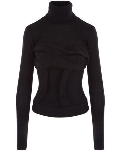 JORDANLUCA Gathered-detail Layered Sweater - Black