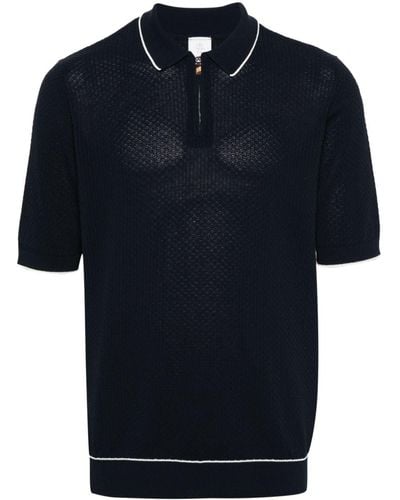 Eleventy Short-sleeve Knitted Polo Shirt - Blue
