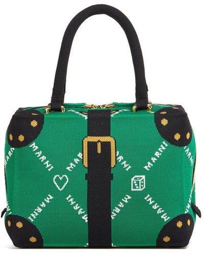Marni Tasche mit Monogramm-Print - Grün