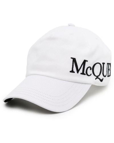 Alexander McQueen Casquette en coton à logo brodé - Blanc