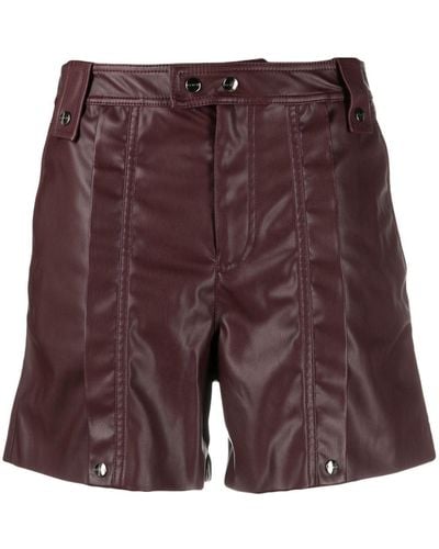 Iceberg Panelled Faux-leather Shorts - Purple