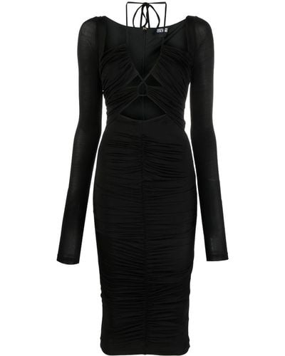 Versace Robe mi-longue à détail de laçage - Noir