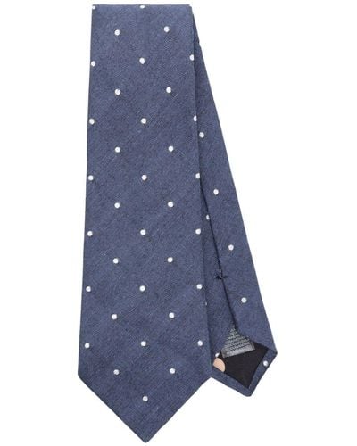 Paul Smith Polka Dot-embroidered Twill-weave Tie - Blue