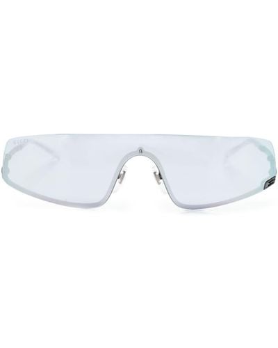 Gucci Square-g-motif Shield-frame Sunglasses - White