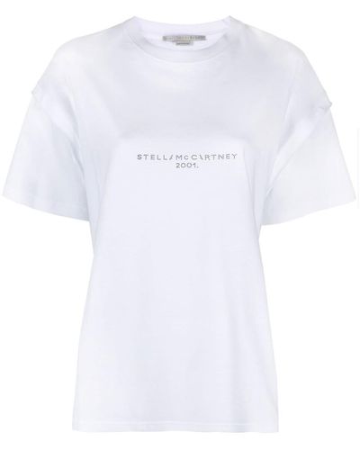 Stella McCartney Camiseta con logo y lentejuelas - Blanco