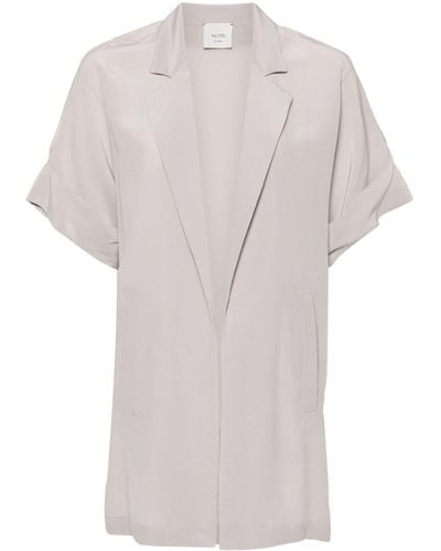 Alysi Crepe Silk Short-sleeves Blazer - White