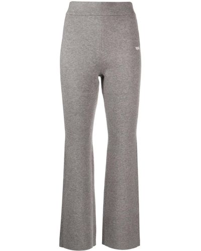 Izzue Logo-embroidered Flared Pants - Gray