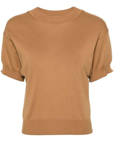 Plan C Short-sleeve Knitted Sweater - Brown