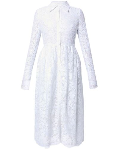 Erdem Corinne Spitzen-Hemdkleid mit Gürtel - Weiß