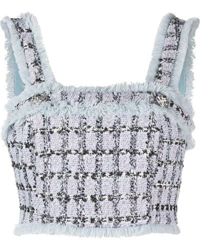 Philipp Plein Tweed Cropped Top - Grey