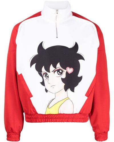 JW Anderson Anime-print Half-zip Sweater - Red