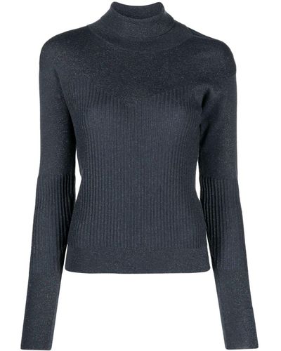 Patrizia Pepe Cut-out Lurex-detail Sweater - Blue