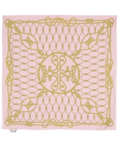 Tory Burch Double T-rope silk scarf - Rosa