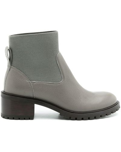 Sarah Chofakian Leather Melrose Boots - Grey