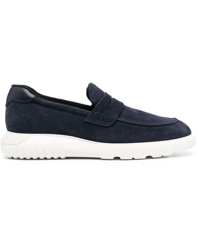 Hogan Almond-toe Suede Loafers - Blue