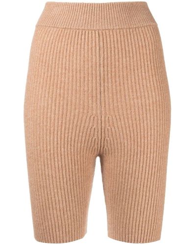 Cashmere In Love Mira Ribbed Merino-cashmere Shorts - Natural