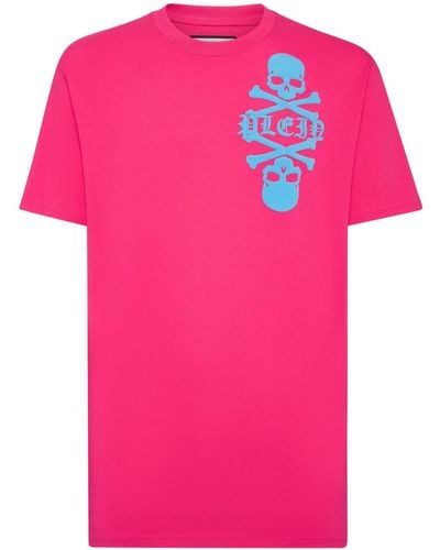 Philipp Plein Skull&bones Cotton T-shirt - Pink