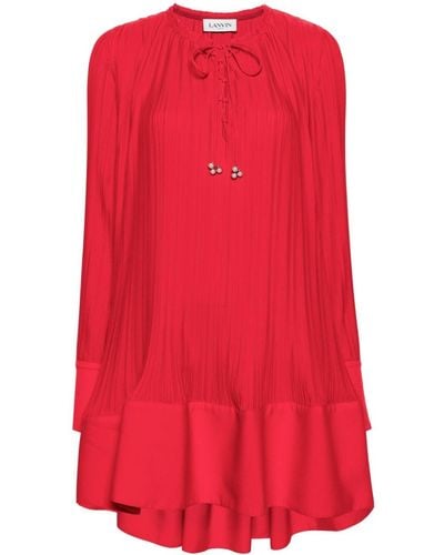 Lanvin Vestido corto con efecto plisado - Rojo
