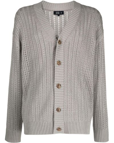 MAN ON THE BOON. Cardigan in Pointelle-Strick - Grau