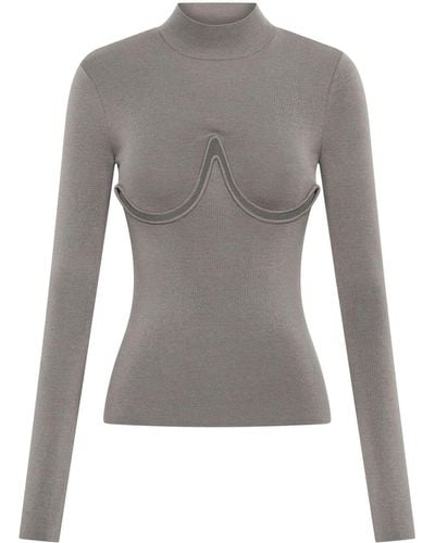 Dion Lee Cut-out Fine-ribbed Sweater - Gray