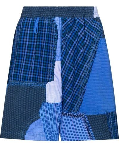 By Walid Patchwork Track Shorts - Blue