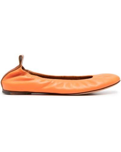 Lanvin Leather Ballerina Shoes - Orange