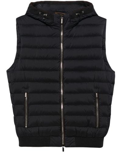 Moorer Padded Quilted Zipped Vest - Black