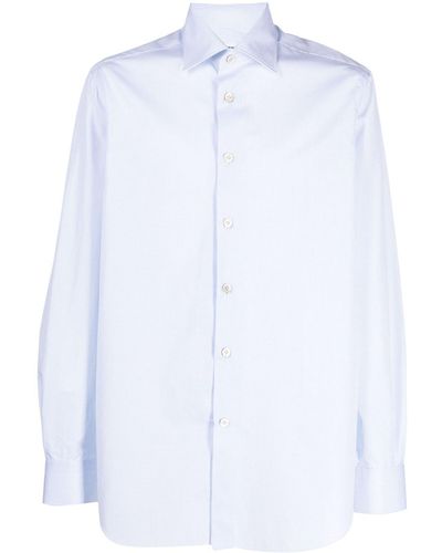 Kiton Striped Cotton Shirt - Wit