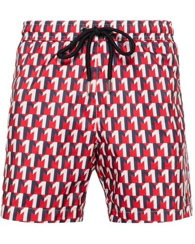 Moncler Geometric-print Swim Shorts - Red
