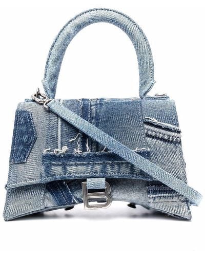 Balenciaga Bolso satchel vaquero con logo - Azul