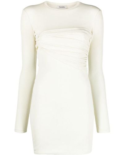 Nanushka Draped Long-sleeve Minidress - White