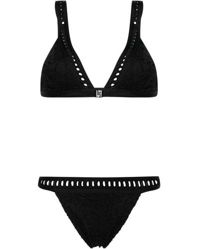 Ermanno Scervino Broderie-anglaise Triangle Bikini - Black
