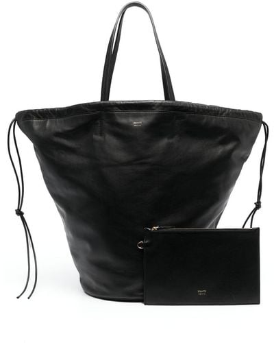 Khaite Osa Leather Drawstring Tote Bag - Black