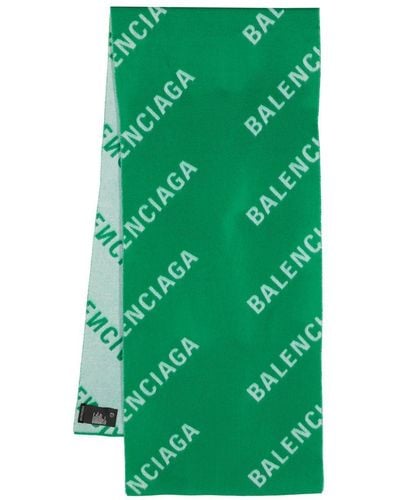 Balenciaga Écharpe en laine à logo imprimé - Vert