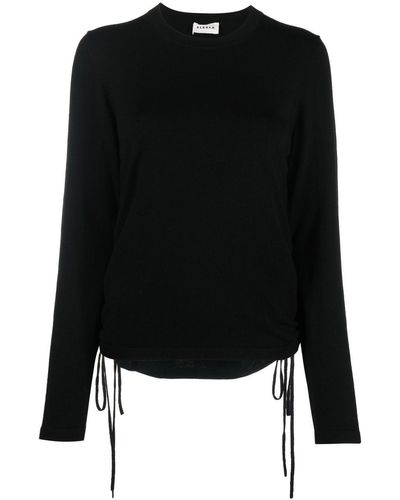 P.A.R.O.S.H. Ruched Stretch-wool Sweater - Black