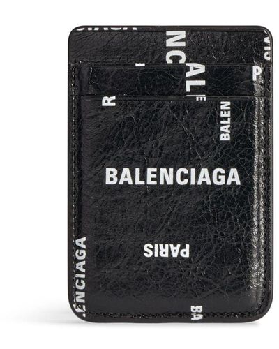 Balenciaga Tarjetero con logo estampado - Negro