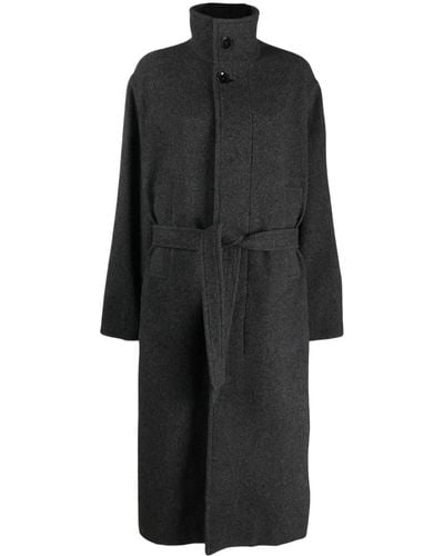 Lemaire Belted Wool-blend Coat - Black