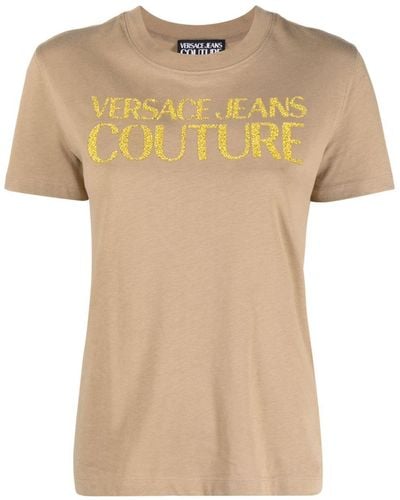 Versace T-shirt en coton à logo imprimé - Neutre