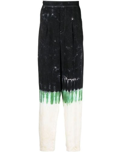 Toga Virilis Tie-dye Print Straight-leg Pants - Black